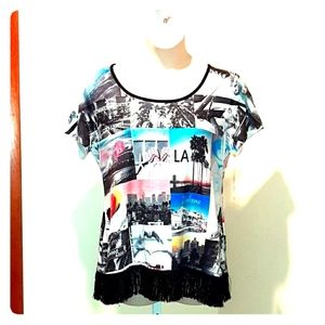 STYLE & CO. PATCHWORK LA SHORT SLEEVE TUNIC TOP